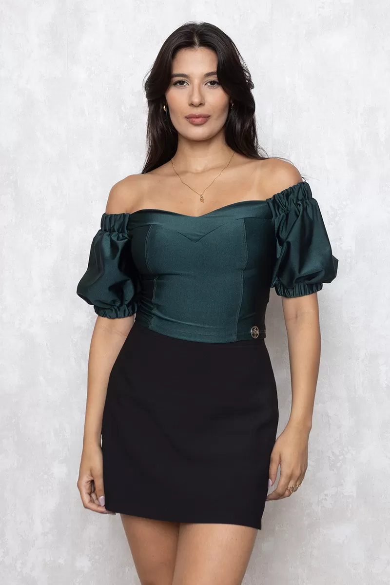Miss Misses - Cropped Miss Misses Cirrê Shoulder to Shoulder Green - 90123001 Miss Misses - Cropped Miss Misses Cirrê Shoulder to Shoulder Green - 90123001