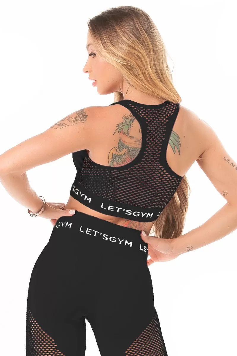 Lets Gym - Top Seamless Stylish Black - 1007DPT