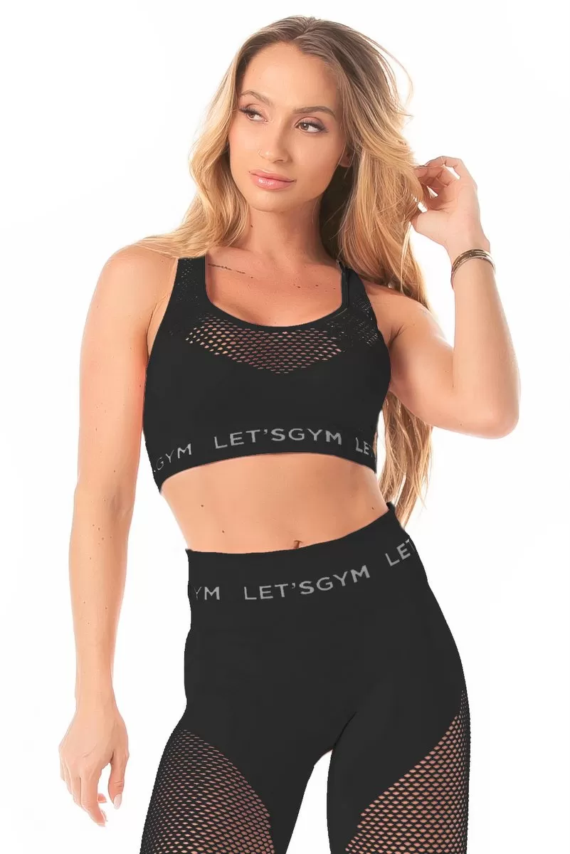 Lets Gym - Top Seamless Stylish Black - 1007DPT