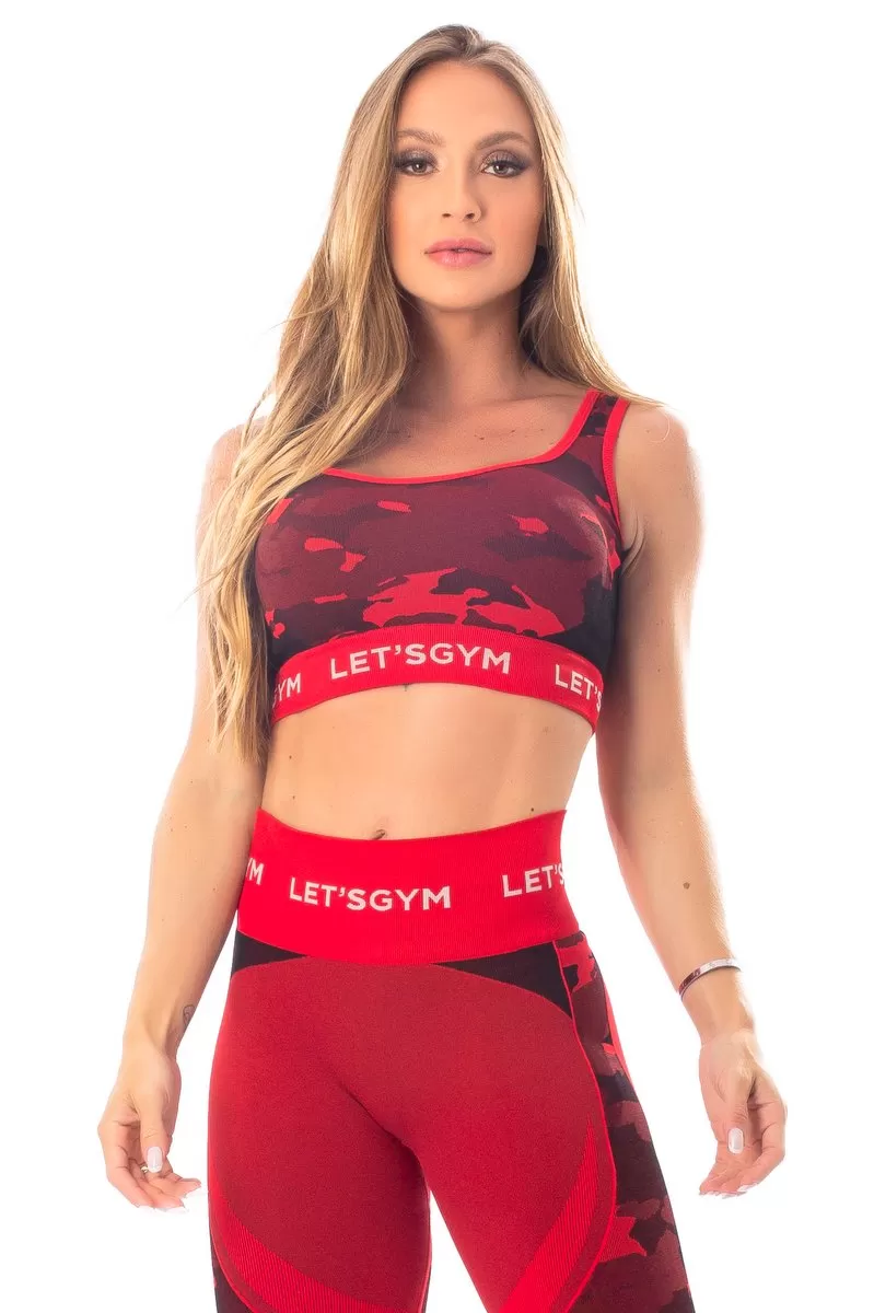 Lets Gym - Top Seamless Camo Love Red - 1390A
