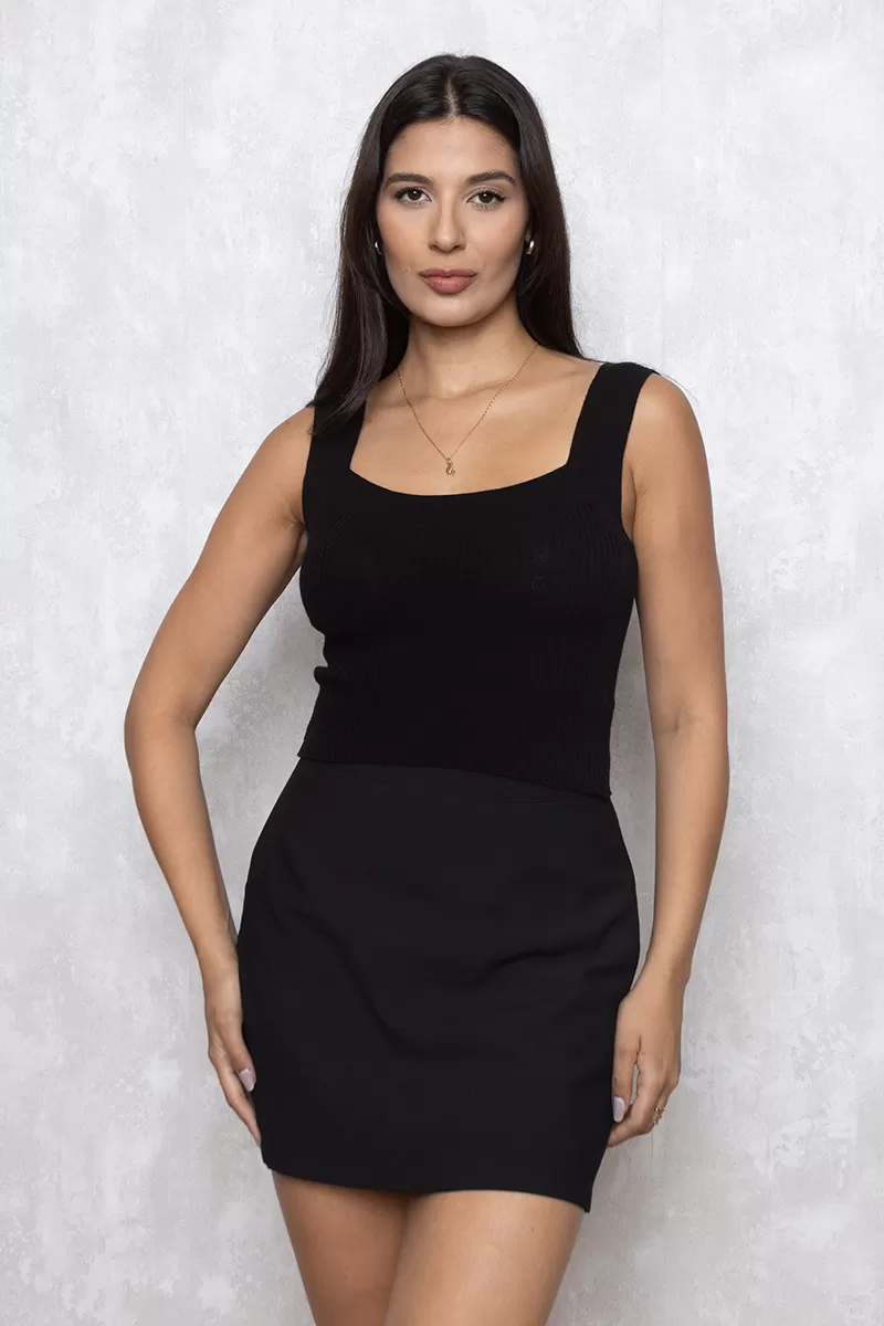 Dot Clothing - Cropped Dot Clothing Modal Ribbed Tank Shirt Black - T154PTO