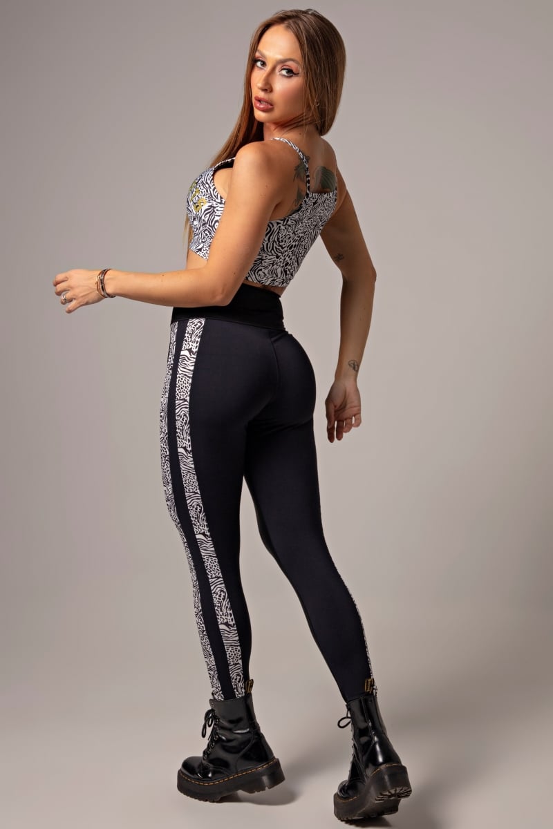 Hipkini - Black Magic Fitness Legging with Jaguar and Zebra Print Cutout - 3339091