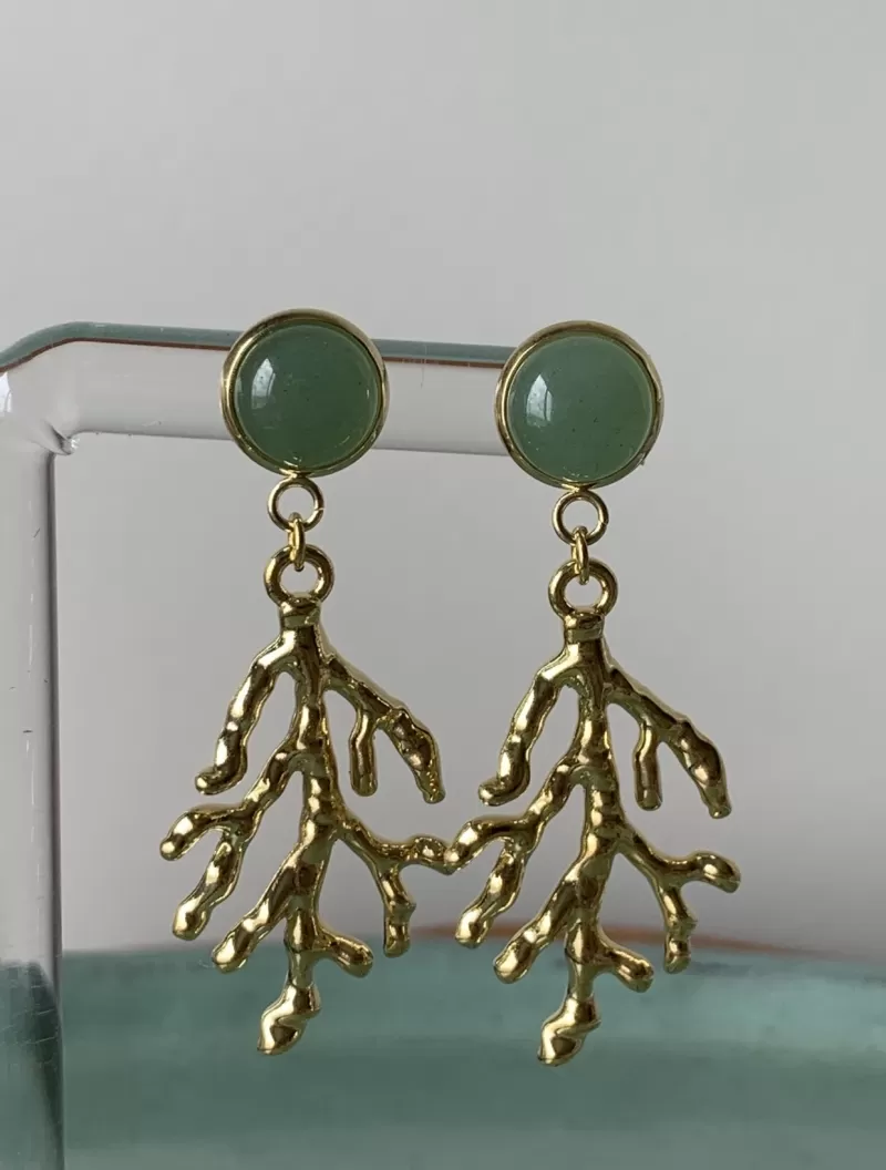 Mikabe - Earring Coral Stone Gold - MK648