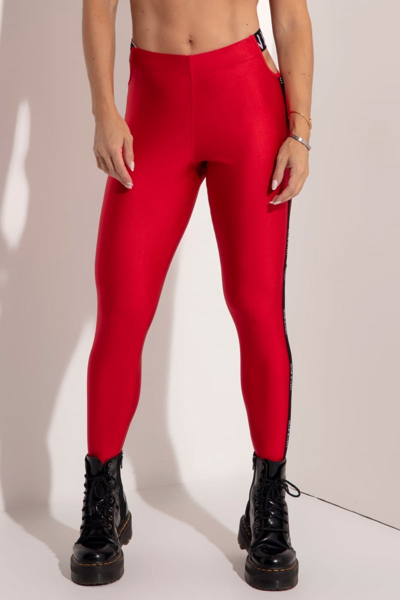Hipkini - Red Sky Fitness Legging in Satin with Black Elastic Waistband and Side - 3339118