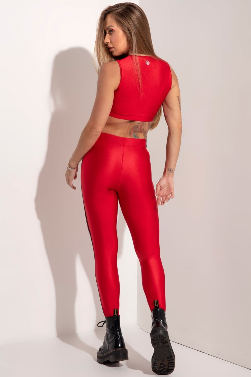 Hipkini - Red Sky Fitness Legging in Satin with Black Elastic Waistband and Side - 3339118