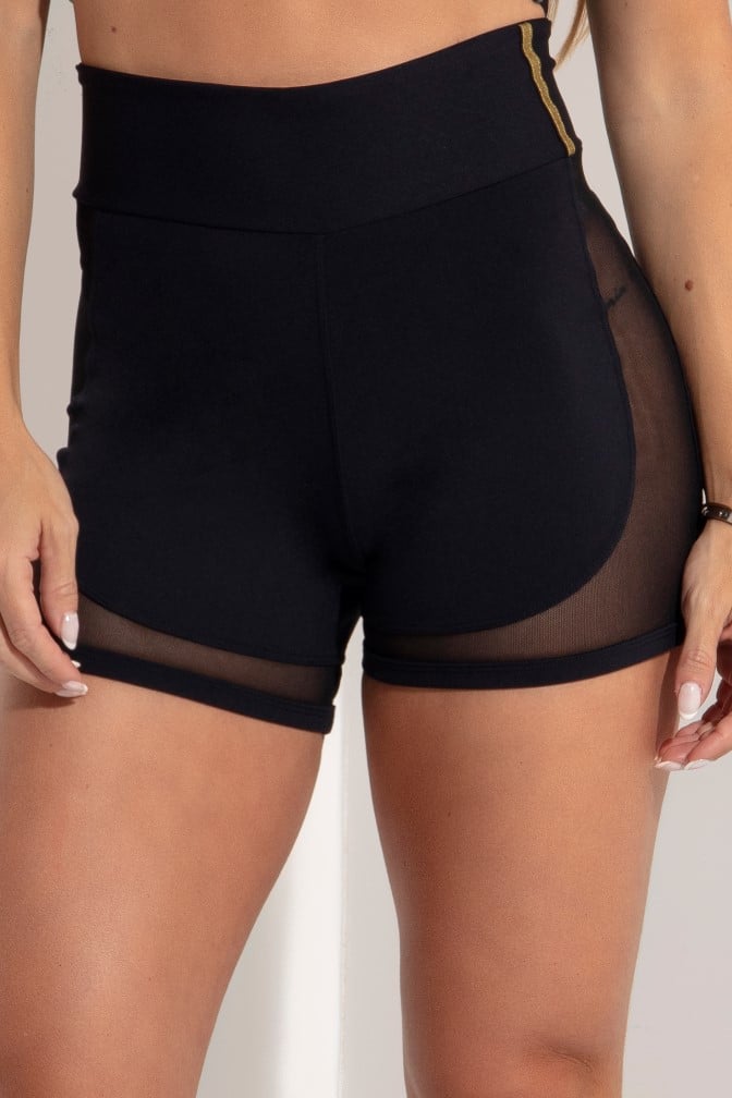 Hipkini - Sky Fitness Black Shorts with tulle on the Side - 3339129 Hipkini - Sky Fitness Black Shorts with tulle on the Side - 3339129