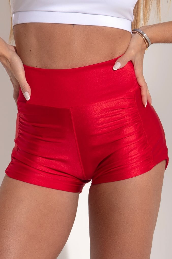 Hipkini - Sky Fitness Red Satin Frozen Front Shorts - 3339120 Hipkini - Sky Fitness Red Satin Frozen Front Shorts - 3339120