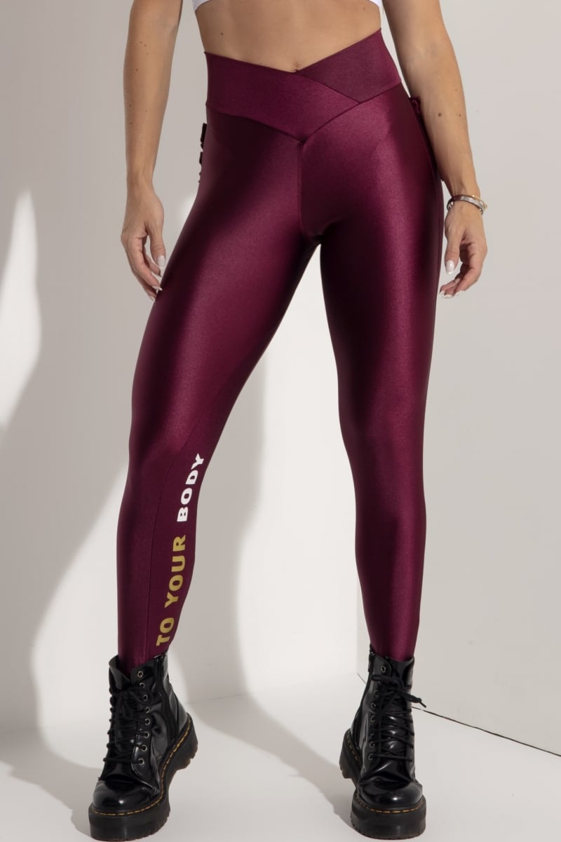 Hipkini - Sky Fitness Marsala Leggings with Wrinkled Pocket - 3339135