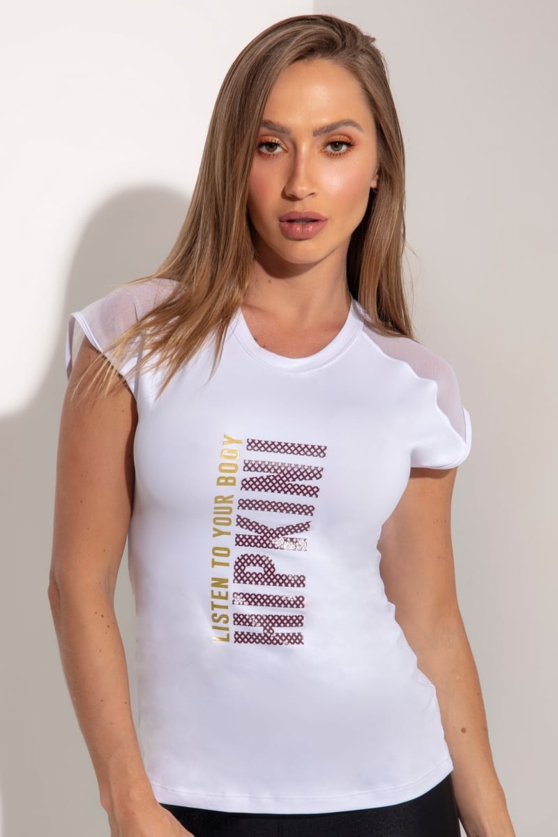 Hipkini - Large T-Shirt Sky Fitness White with Silk on Front - 3339137