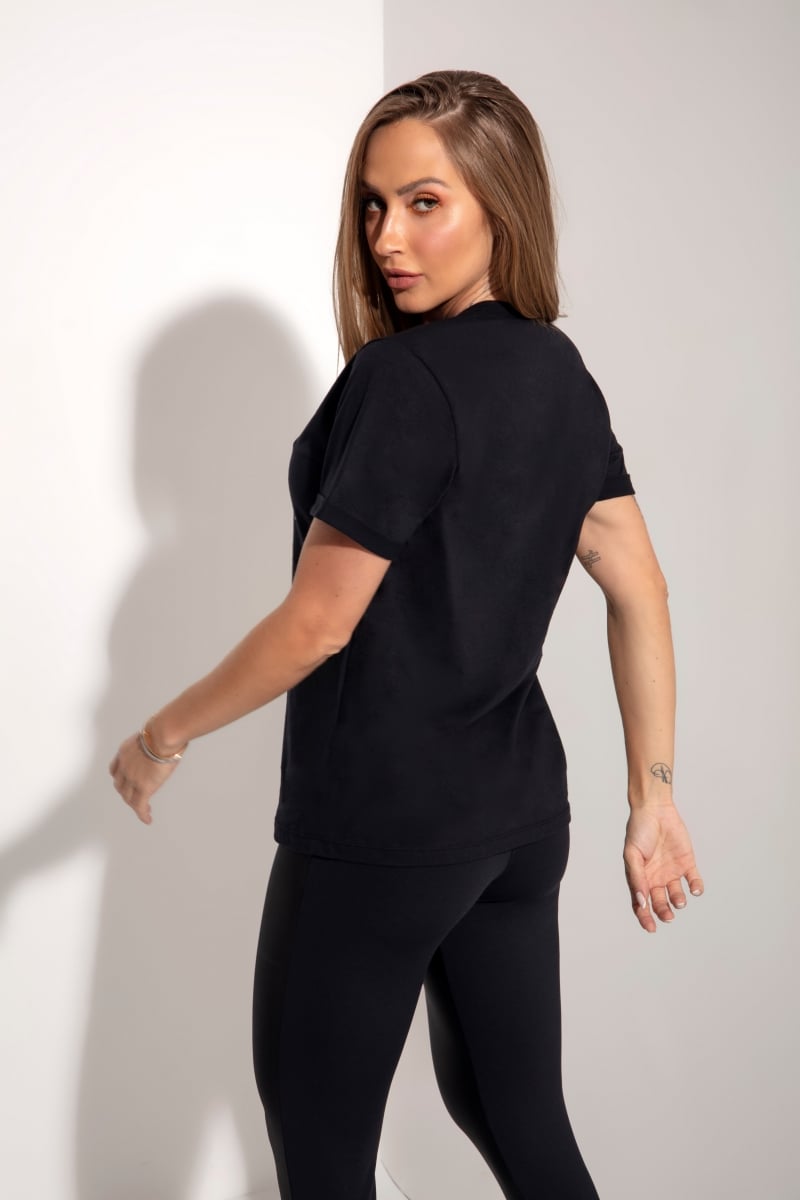 Hipkini - Black Sky Fitness Shirt with White Silk on Front - 3339151 Hipkini - Black Sky Fitness Shirt with White Silk on Front - 3339151