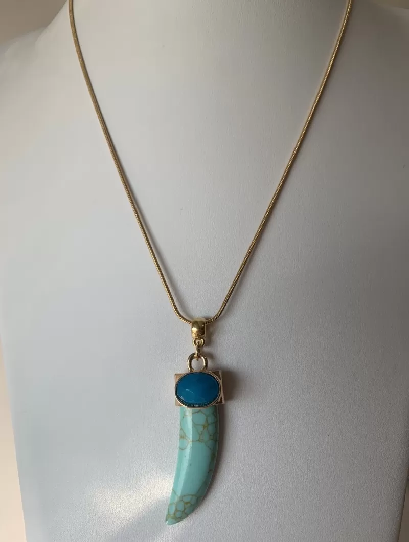 Mikabe - Chain Long Tooth Stone Turquoise - MK703 Mikabe - Chain Long Tooth Stone Turquoise - MK703