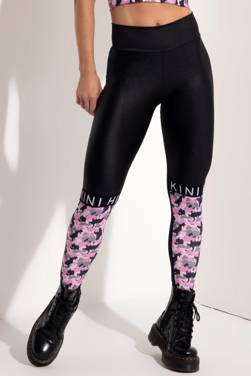 Hipkini - Black Sky Fitness Legging with Light Pink Military Print - 3339147