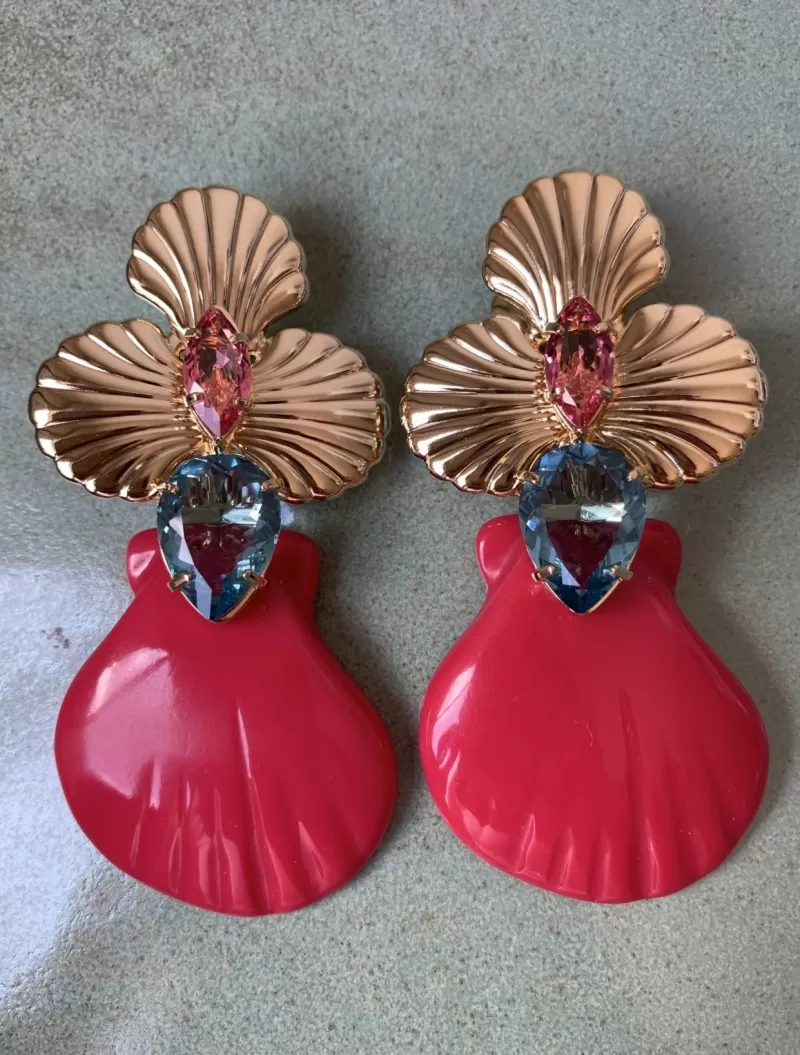 Mikabe - Earring Shell Flower Party Pink - MK733