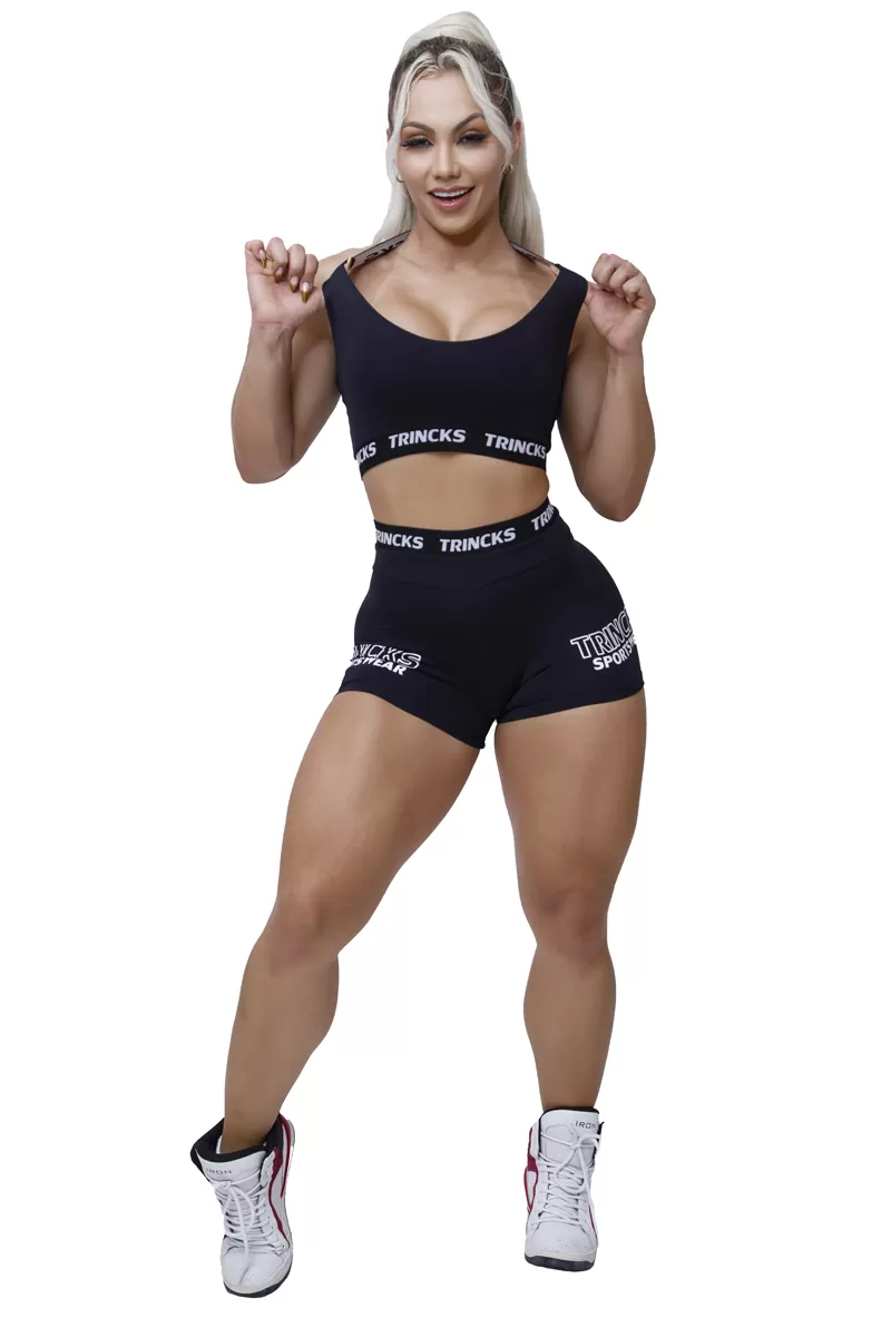 Elastic Power Trincks - Fitness Set Top and Pants Short and Black Elastic Top - cjsh-010602 Elastic Power Trincks - Fitness Set Top and Pants Short and Black Elastic Top - cjsh-010602