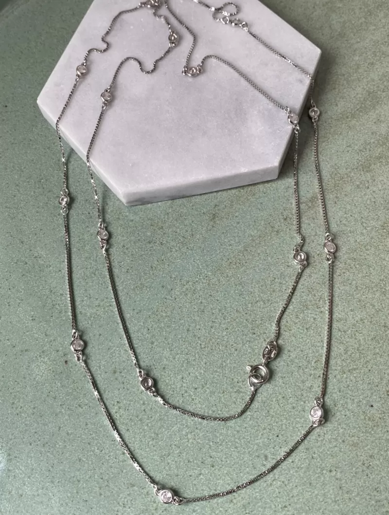 Mikabe - Long Necklace Silver 925 Zirconia - MK764