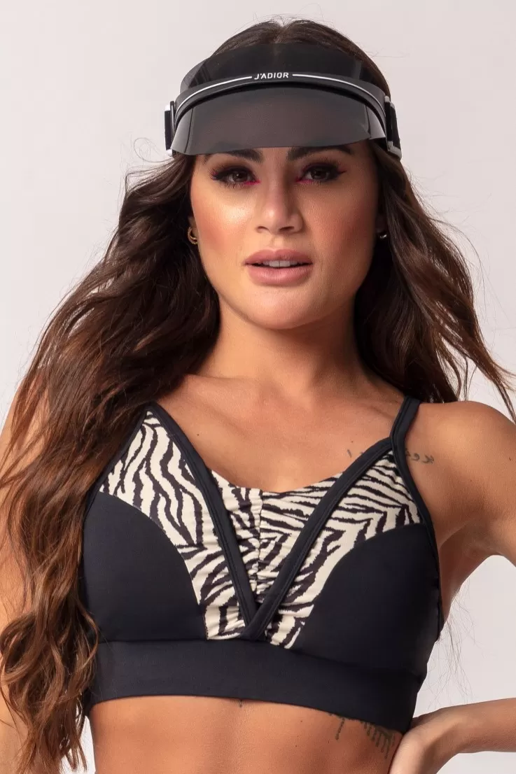 Hipkini - Top Love Fitness Zebra Print with Ruffle on the Cutout - 3339215 Hipkini - Top Love Fitness Zebra Print with Ruffle on the Cutout - 3339215