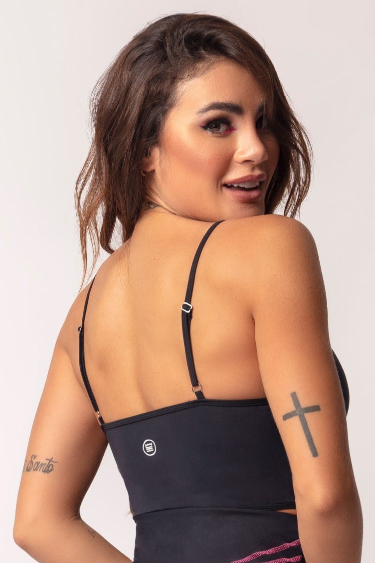 Hipkini - Love Fitness Black Top with Strap and Cross in Front - 3339188 Hipkini - Love Fitness Black Top with Strap and Cross in Front - 3339188