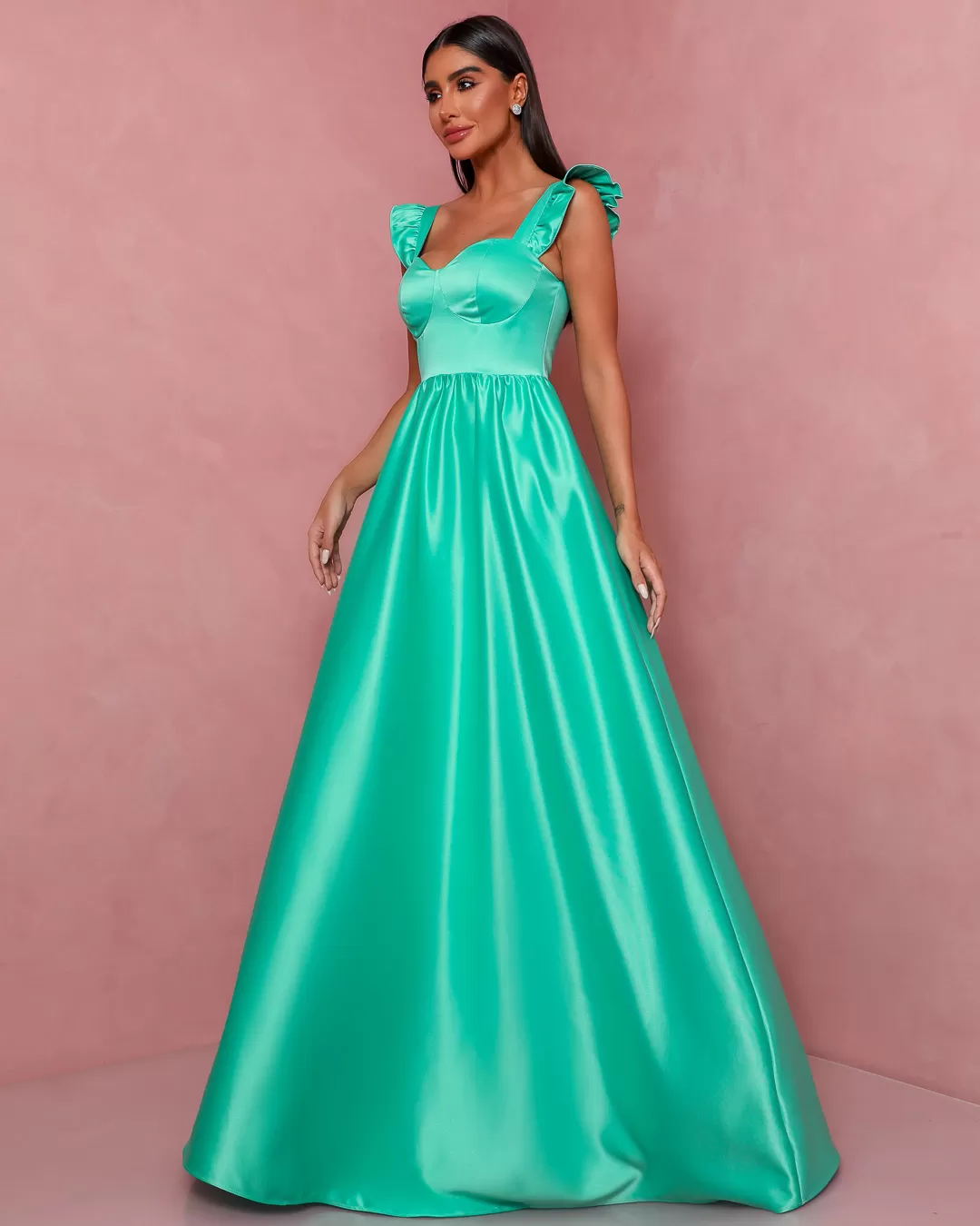 Dot Clothing - Dress Dot Clothing Long Satin Green Water - 1508VDEAG Dot Clothing - Dress Dot Clothing Long Satin Green Water - 1508VDEAG