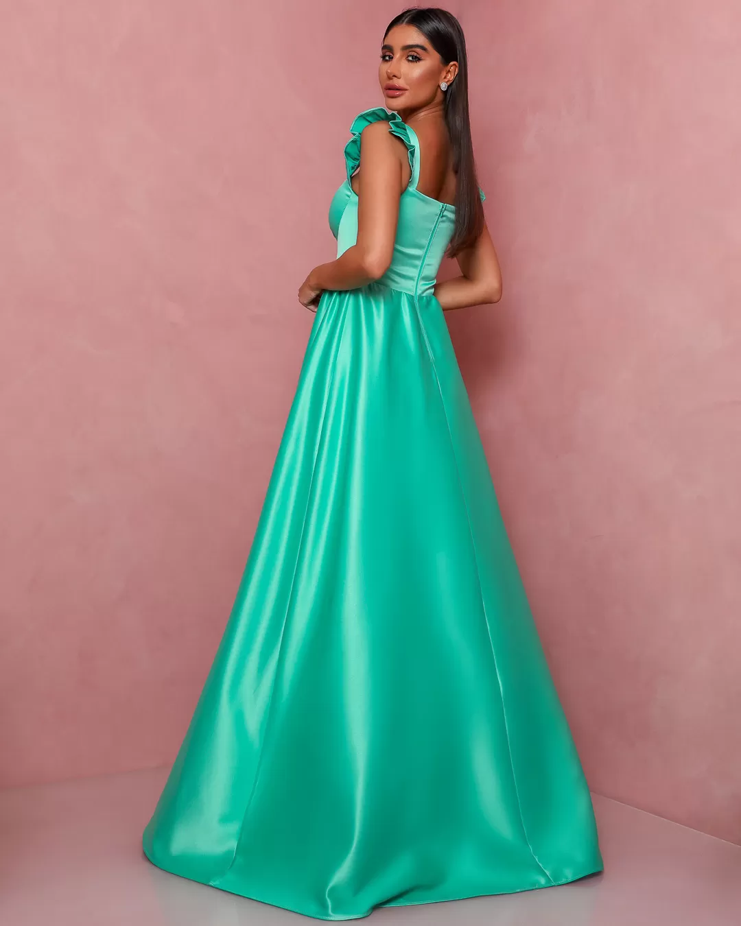 Dot Clothing - Dress Dot Clothing Long Satin Green Water - 1508VDEAG Dot Clothing - Dress Dot Clothing Long Satin Green Water - 1508VDEAG