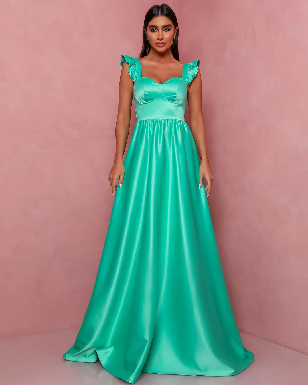Dot Clothing - Dress Dot Clothing Long Satin Green Water - 1508VDEAG Dot Clothing - Dress Dot Clothing Long Satin Green Water - 1508VDEAG