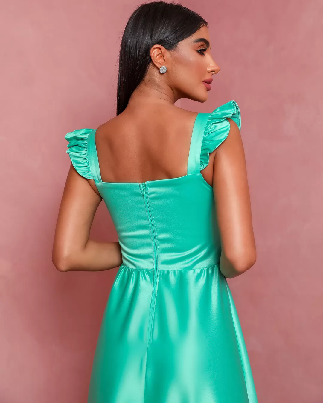 Dot Clothing - Dress Dot Clothing Long Satin Green Water - 1508VDEAG Dot Clothing - Dress Dot Clothing Long Satin Green Water - 1508VDEAG
