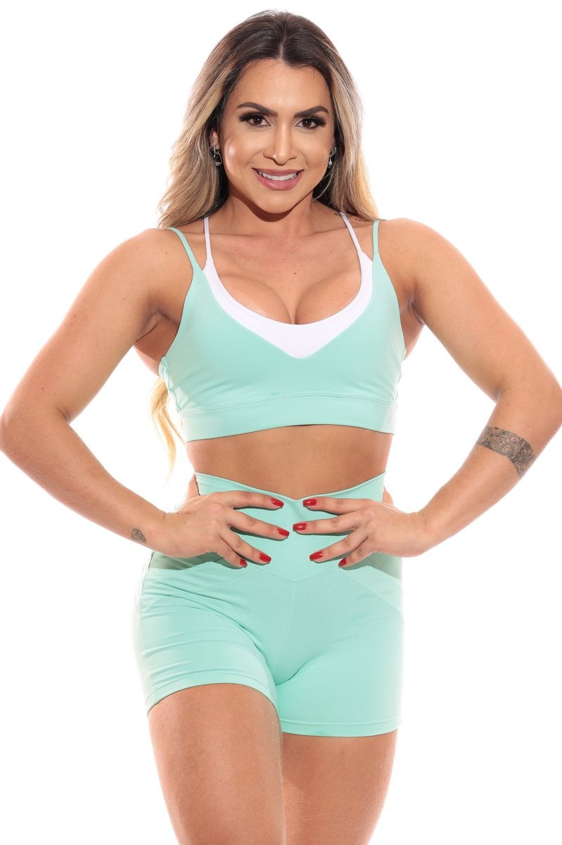 Garotafit - Fitness Set Top and Pants Vienna Mint Green - SCJ34HC