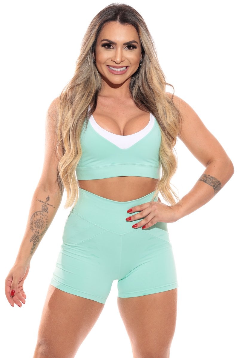Garotafit - Fitness Set Top and Pants Vienna Mint Green - SCJ34HC
