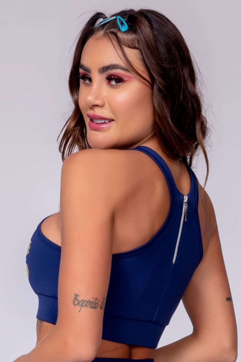 Hipkini - Blue Aesthetic Fitness Top with Back Zipper - 3339255 Hipkini - Blue Aesthetic Fitness Top with Back Zipper - 3339255