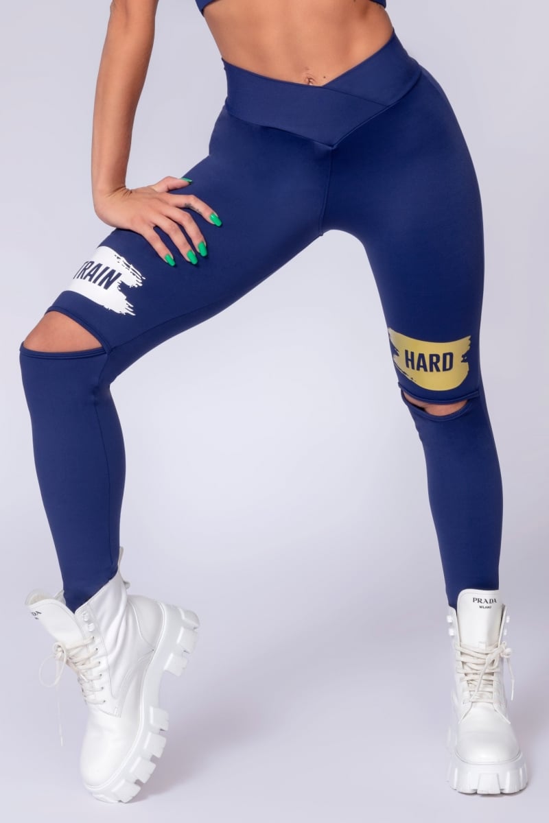 Hipkini - Aesthetic Fitness Blue Leggings with Cutouts - 3339256