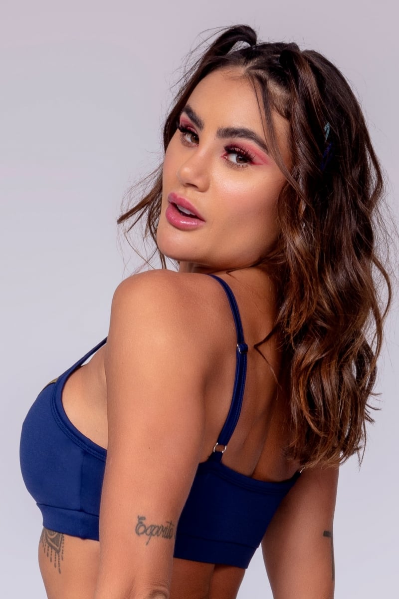 Hipkini - Blue Aesthetic Fitness Top with Tulle Cutouts - 3339253 Hipkini - Blue Aesthetic Fitness Top with Tulle Cutouts - 3339253