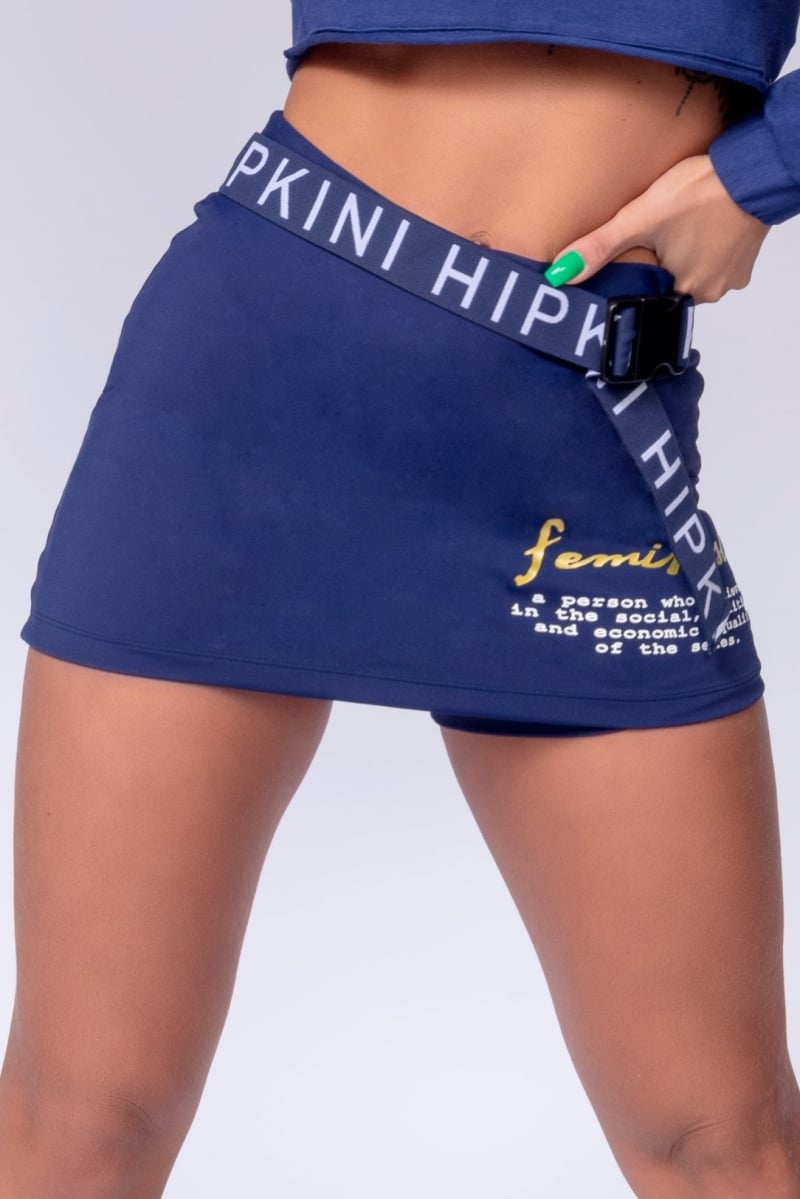 Hipkini - Blue Aesthetic Fitness Skirt with Zip - 3339260 Hipkini - Blue Aesthetic Fitness Skirt with Zip - 3339260