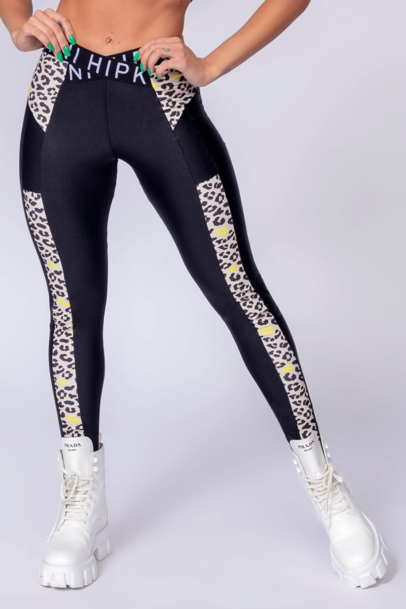 Hipkini - Black Aesthetic Fitness Leggings with Jaguar Print - 3339248