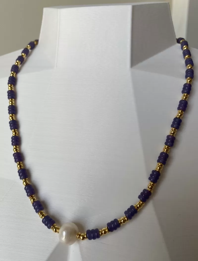 Mikabe - Necklace Jade Purple Pearl - MK871