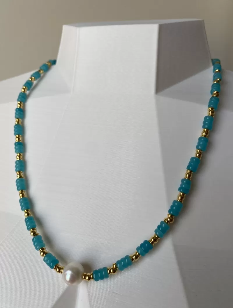 Mikabe - Necklace Jade Blue Pearl - MK872