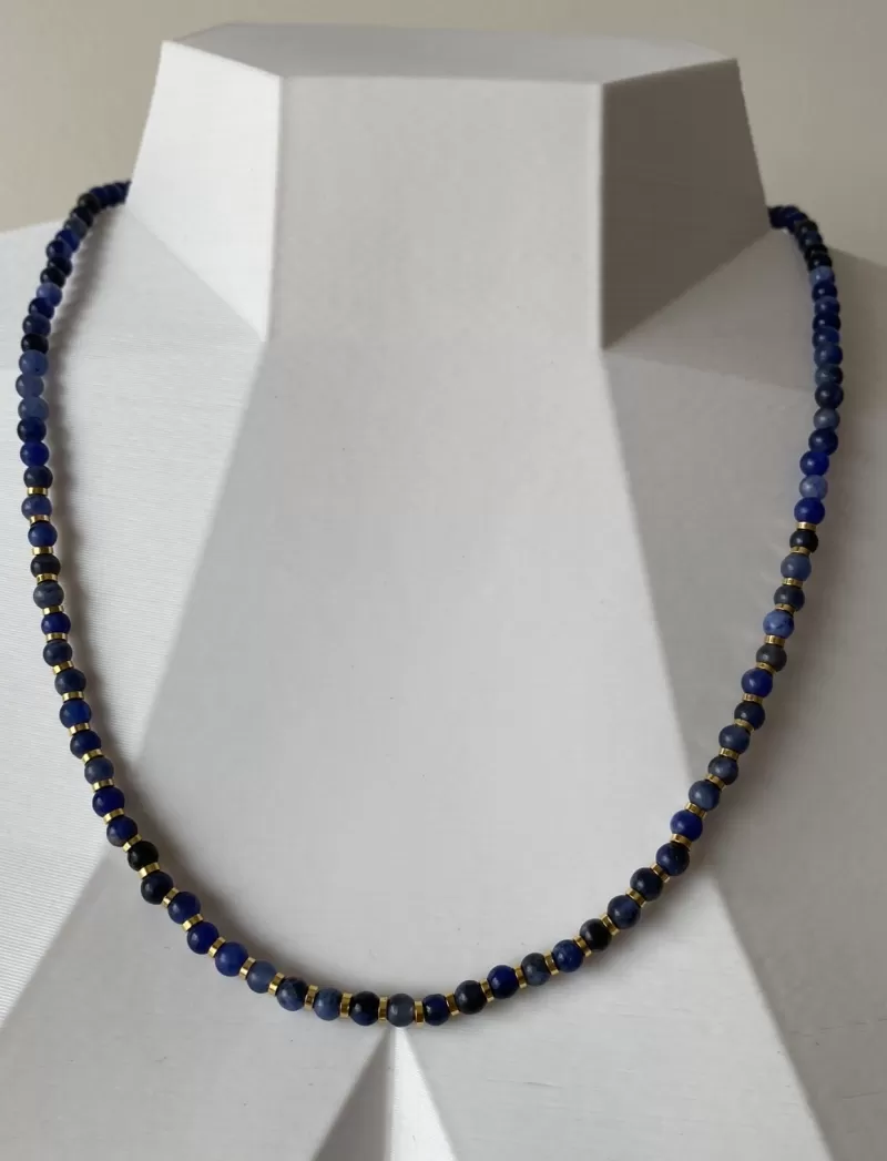 Mikabe - Choker Sodalite Stone and Gold Rings - MK887