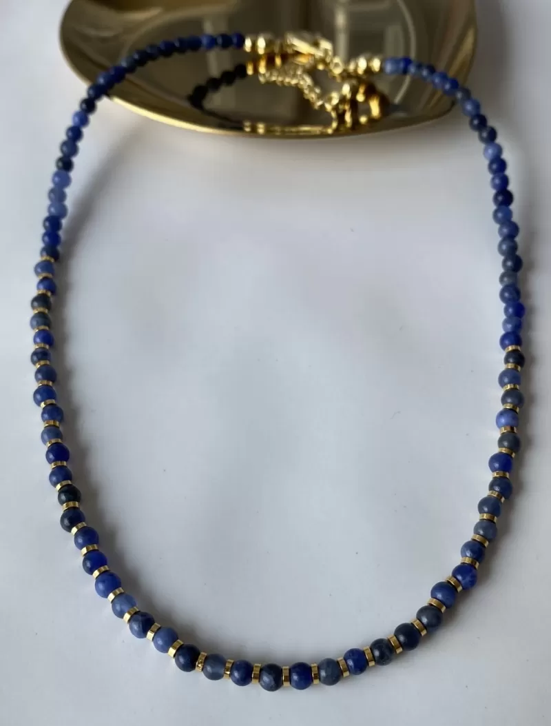 Mikabe - Choker Sodalite Stone and Gold Rings - MK887
