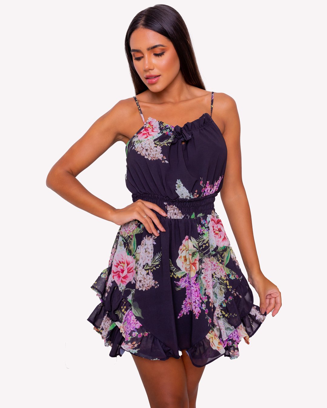 Miss Misses - Vestido Miss Misses Rodadinho Chifon Preto - 80466001