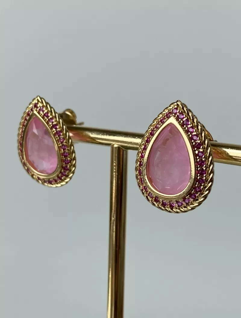 Mikabe - Earring Drop Fusion Pink/Pink Set - MK896
