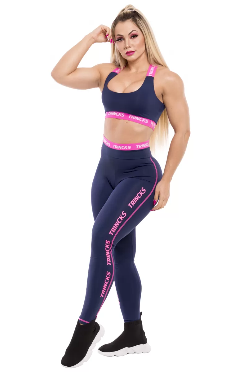 Elastic Power Trincks - Fitness Set Top and Pants Trincks Elastic Dark Blue - cjc-010613 Elastic Power Trincks - Fitness Set Top and Pants Trincks Elastic Dark Blue - cjc-010613