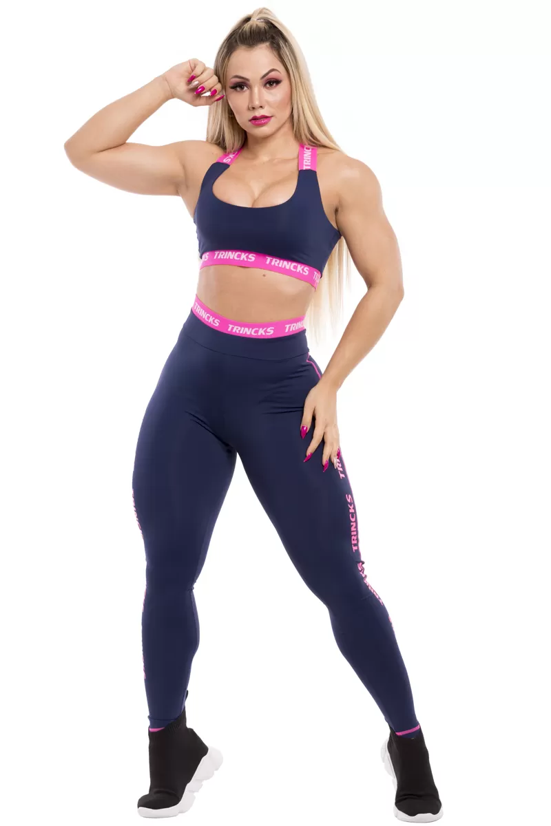 Elastic Power Trincks - Fitness Set Top and Pants Trincks Elastic Dark Blue - cjc-010613 Elastic Power Trincks - Fitness Set Top and Pants Trincks Elastic Dark Blue - cjc-010613