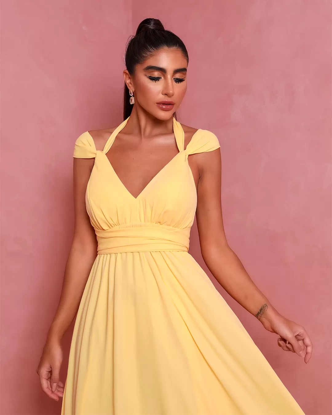 Dot Clothing - Dress Dot Clothing Long Tie Yellow - 1531AMA Dot Clothing - Dress Dot Clothing Long Tie Yellow - 1531AMA