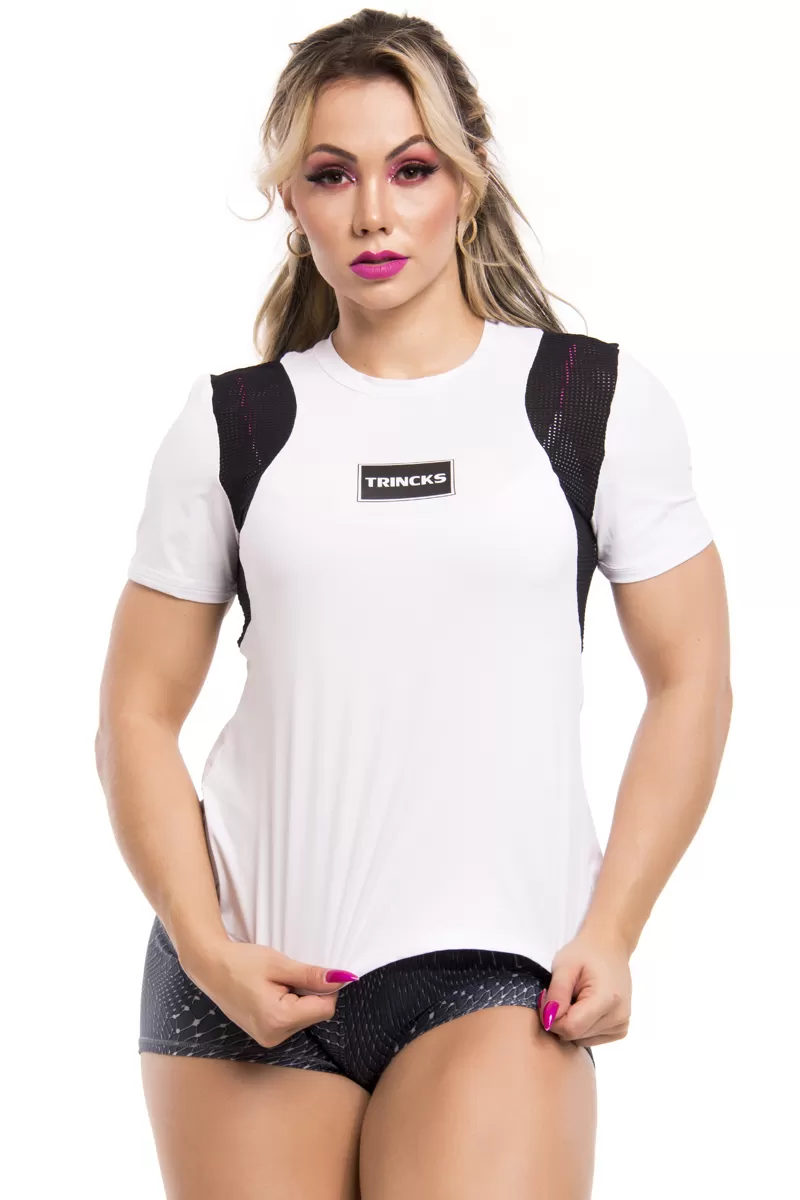 Elastic Power Trincks - Trincks Blue mesh White T-Shirt - cm-011445 Elastic Power Trincks - Trincks Blue mesh White T-Shirt - cm-011445