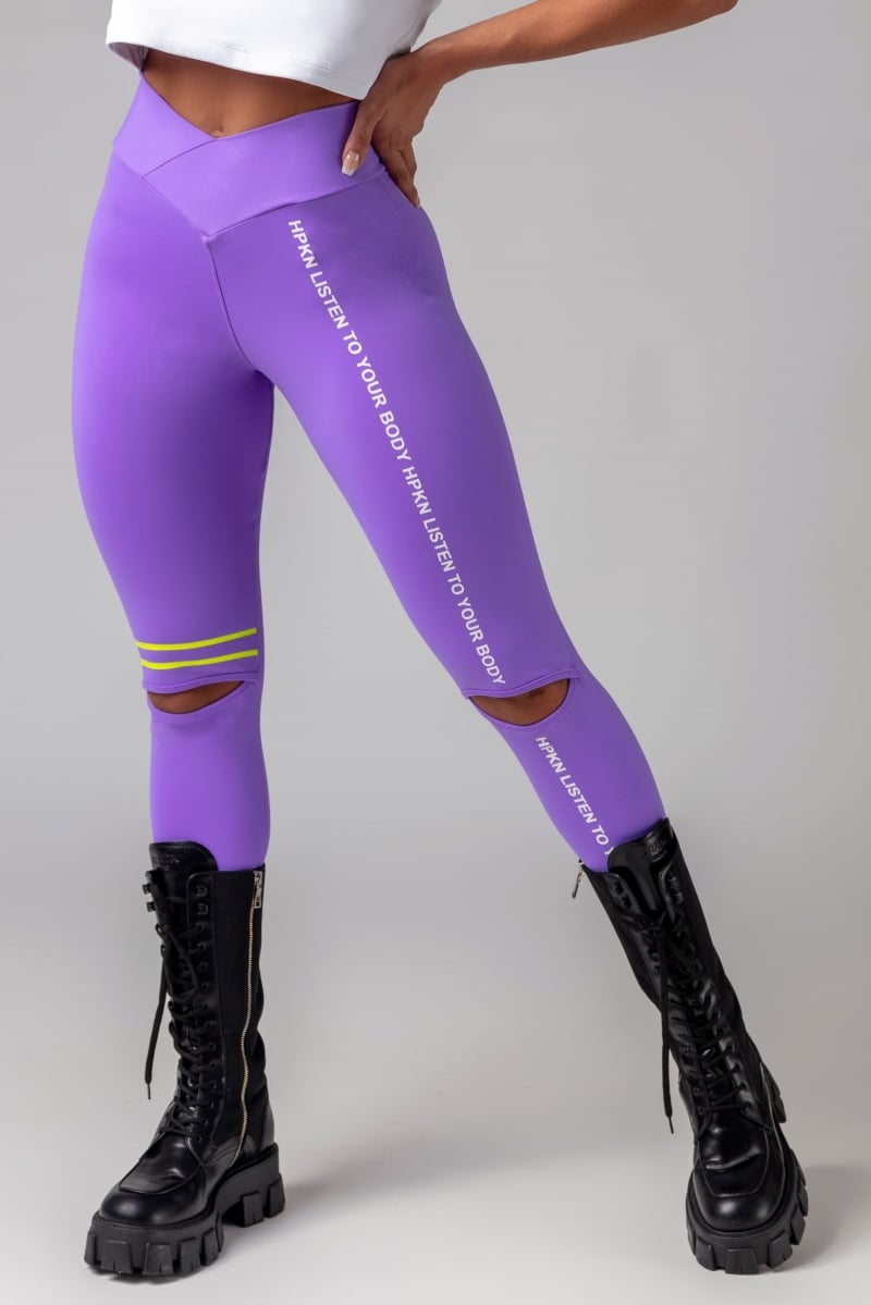 Hipkini - Obsessed Fitness Lilac Leggings with Leg Cutouts - 3339301