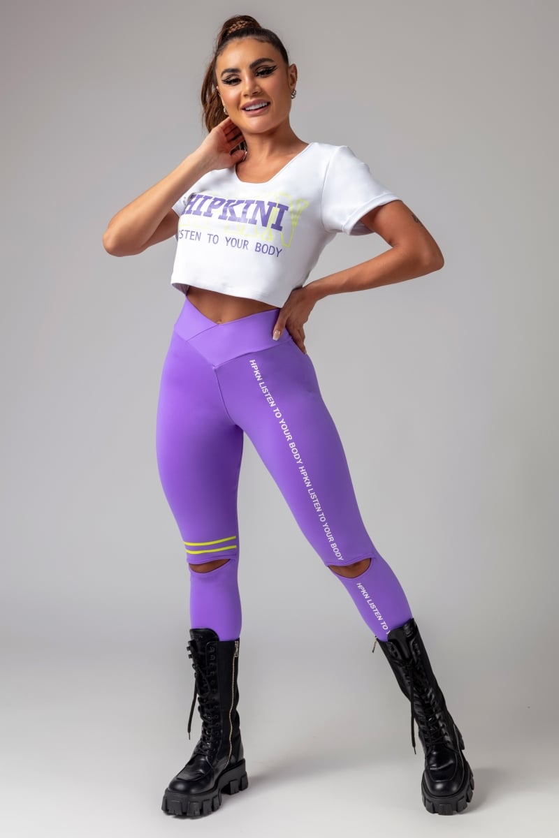 Hipkini - Obsessed Fitness Lilac Leggings with Leg Cutouts - 3339301