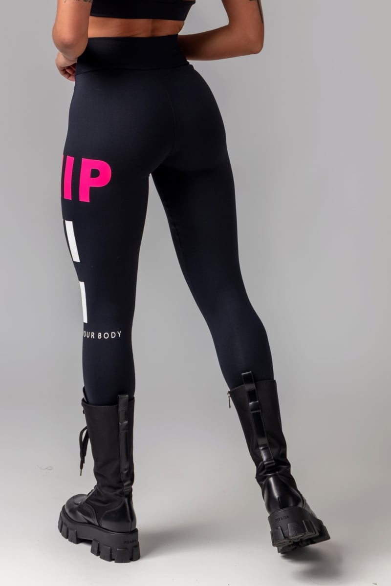 Hipkini - Obsessed Fitness Black Leggings with Silk on the Side - 3339329