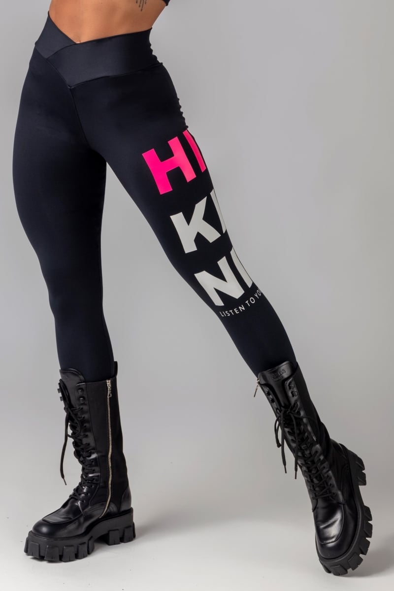 Hipkini - Obsessed Fitness Black Leggings with Silk on the Side - 3339329