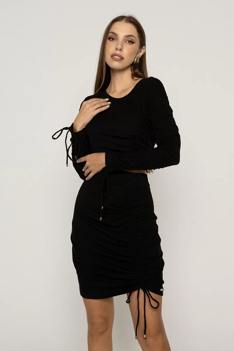 Limone - Fitness Set Top and Pants Limone Draped Long Sleeve Black - 08-845PRE Limone - Fitness Set Top and Pants Limone Draped Long Sleeve Black - 08-845PRE