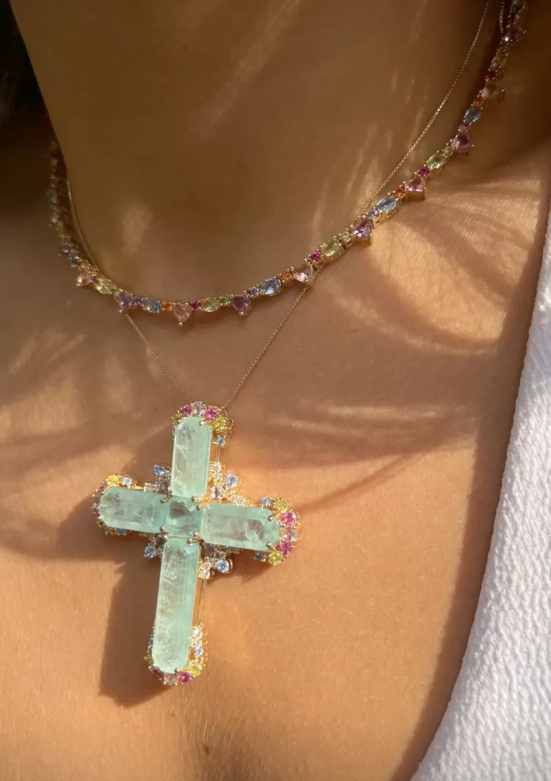 Mikabe - Necklace Cross Tourmaline Fusion - MK964