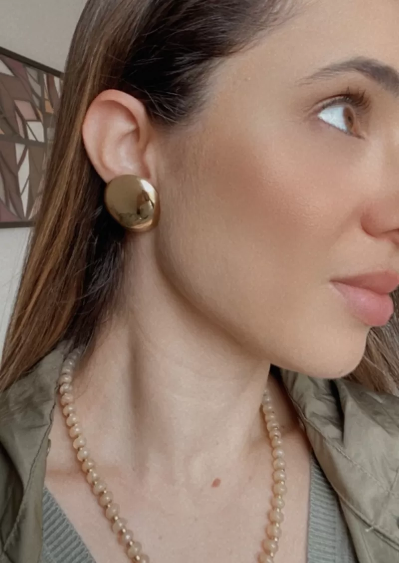 Mikabe - Earring Gold Mirror Button - MK969