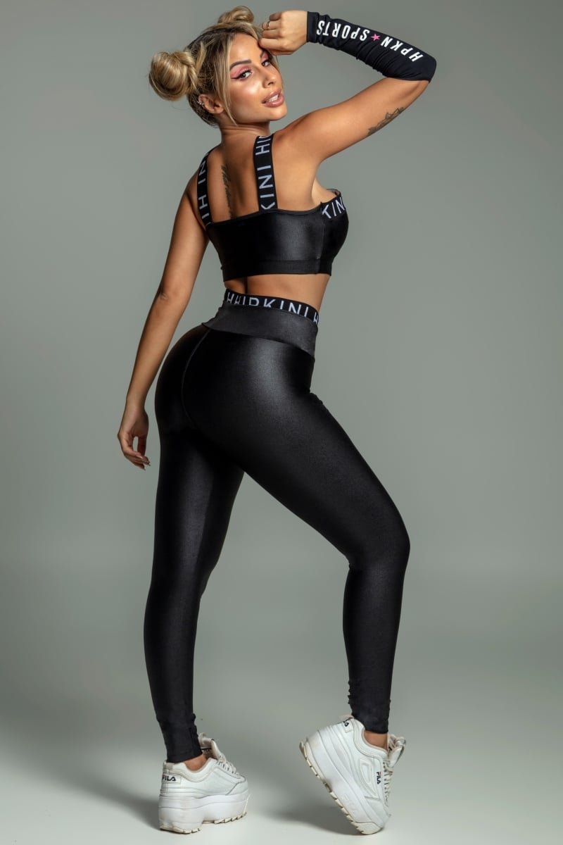 Hipkini - Black Glamor Fitness Top with Cross Elastic in Front - 3339371 Hipkini - Black Glamor Fitness Top with Cross Elastic in Front - 3339371